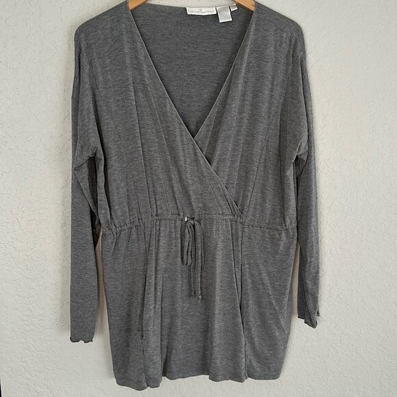 Soft Surroundings Grey Cinch Waist Tunic Top Pockets Medium - Picture 1 of 5